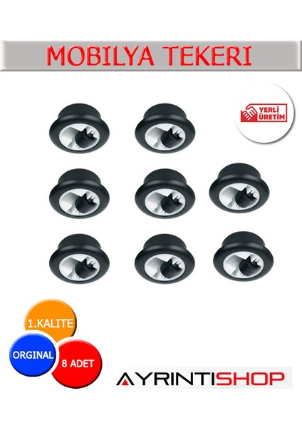 Ayrıntıshop Gömme Mobilya Tekeri 8 Li Adet