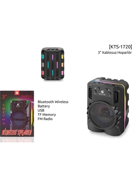 KTS-1720 Rgb Işıklı 3’’inç Bluetooth Hoparlör Speaker modelleri
