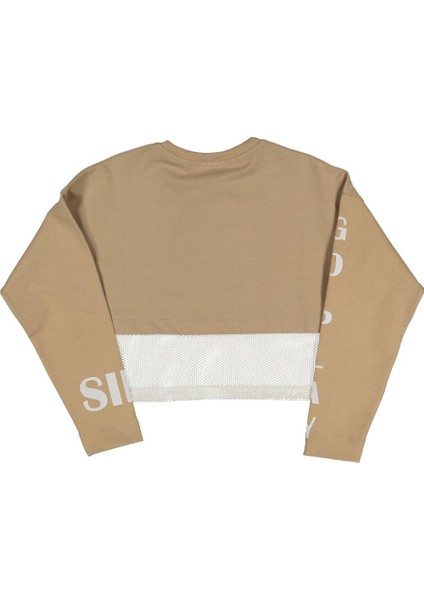 Kız Çocuk Go Play Fileli Crop Bej Sweatshirt (4-12YAŞ) indirimleri