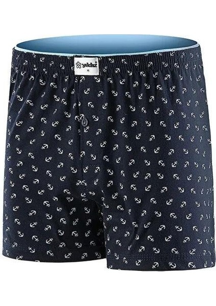 43 Erkek Çapa Desenli Penye Havlu Bel Rahat Düğmeli Boxer