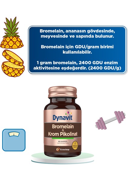 Bromelain & Krom Pikolinat 60 Bitkisel Kapsül - Bromelain, Krom Pikolinat fırsatları