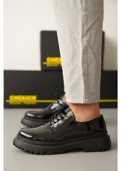 Chase Premium Tarz Günlük Erkek Ayakkabı Siyah Rugan