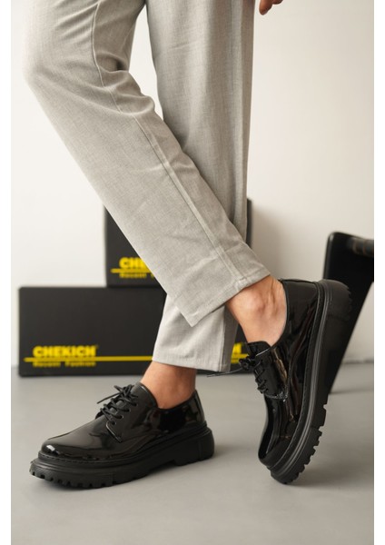 Chase Premium Tarz Günlük Erkek Ayakkabı Siyah Rugan fırsatları