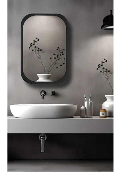 Side (Siyah) 75X50CM /banyo Dolabı Aynalı / Lavabo Üstü Dolap / Banyo Düzenleyici