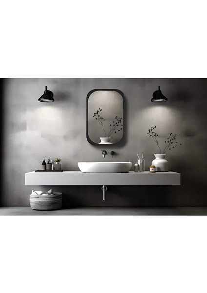 Side (Siyah) 75X50CM /banyo Dolabı Aynalı / Lavabo Üstü Dolap / Banyo Düzenleyici modelleri