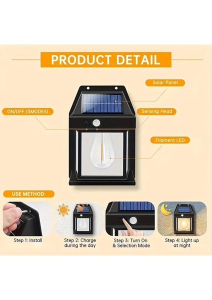 1 Adet Hareket Sensörlü Güneş Enerjili Dış Duvar Veranda Aydınlatma Lambası, Kamp Lambası fiyatları