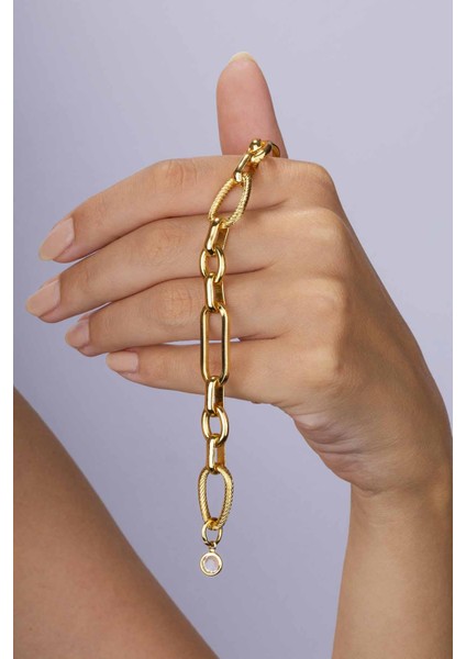 Altın Kaplama Zincir Model Çelik Kadın Bileklik modelleri