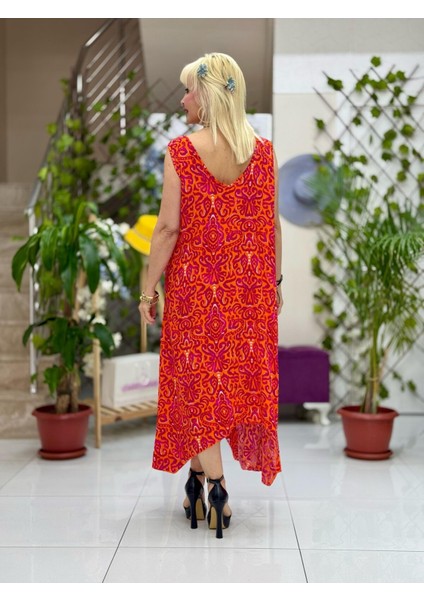 HL14022 Omzu Halkalı Askılı Viskon Hilal Elbise modelleri