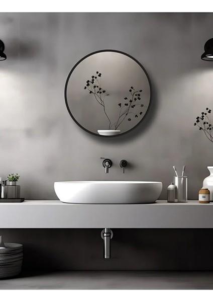 Fulya Aynalı Banyo Dolabı | Aynalı Dolap | Lavabo Üstü Dolap - 60CM Siyah