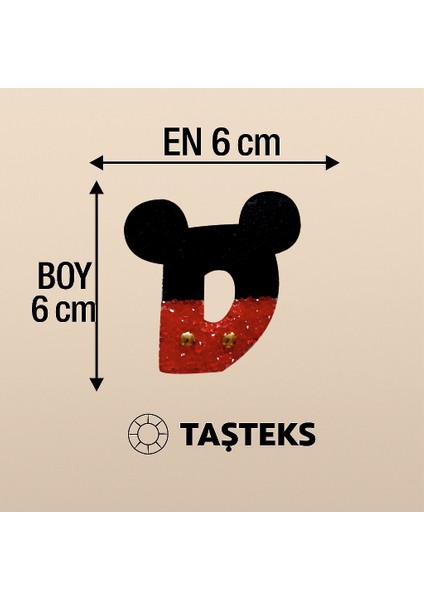 Taşlı Ütülenebilen Veya Sticker Olarak Kullanılabilen ' Mickey D ' Harfi