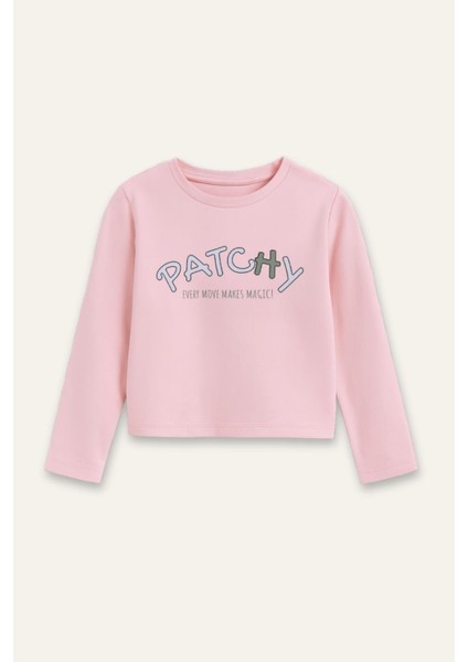 Kız Çocuk Baskılı Uzun Kol T-Shirt - Pembe