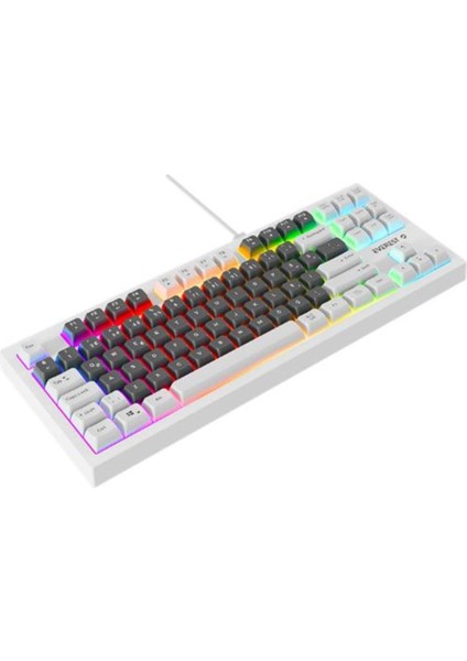 Kb-98 Sılent Tkl Gri Mavi-Beyaz Rainbow Q Membrane Klavye