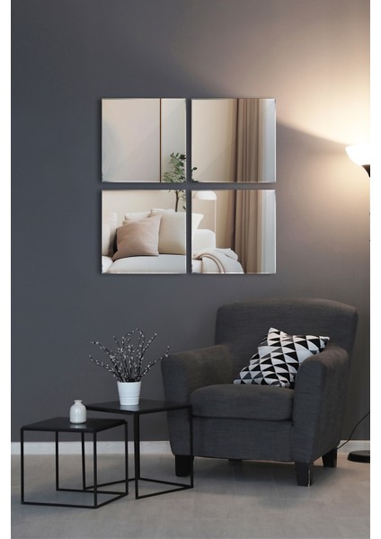 4 Parça Kare Ayna Duvar ve Boy Aynası Seti 25 x 25 cm modelleri