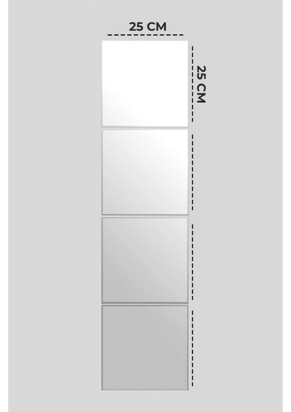 4 Parça Kare Ayna Duvar ve Boy Aynası Seti 25 x 25 cm fırsatları