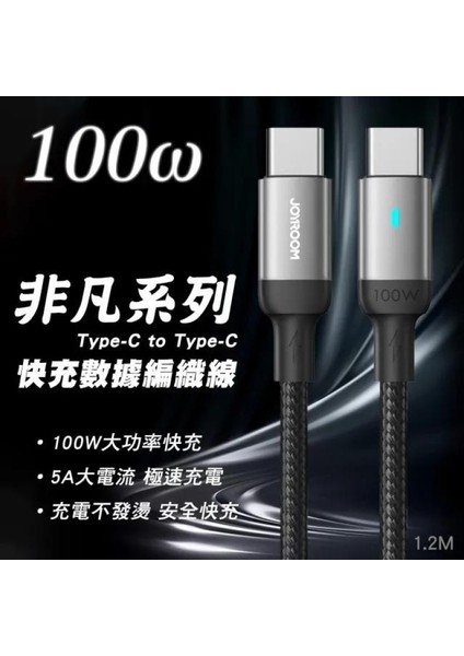 Type-C To Type-C Metal Kablo 100W 1.2 Metre