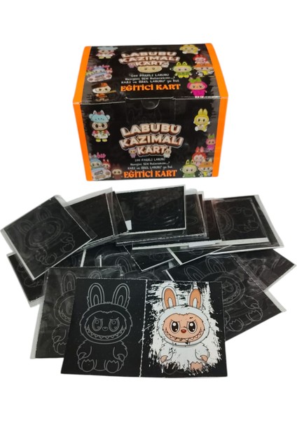 Labubu Kazımalı Kart 5 Jelatinli Poşet | 10 Kart | Mini Sürpriz Oyuncak ve Şeker Hediyeli