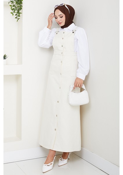 Boydan Düğmeli Gabardin Jile 1552 - Ekru modelleri