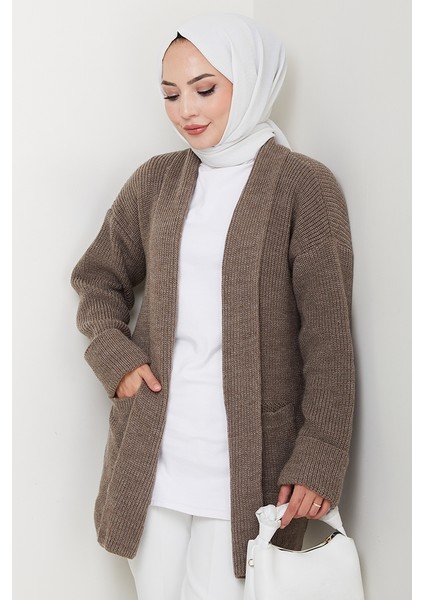 Enfil Şal Yaka Triko Hırka 1598 - Açık Kahve