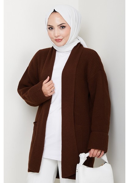 Enfil Şal Yaka Triko Hırka 1598 - Acı Kahve
