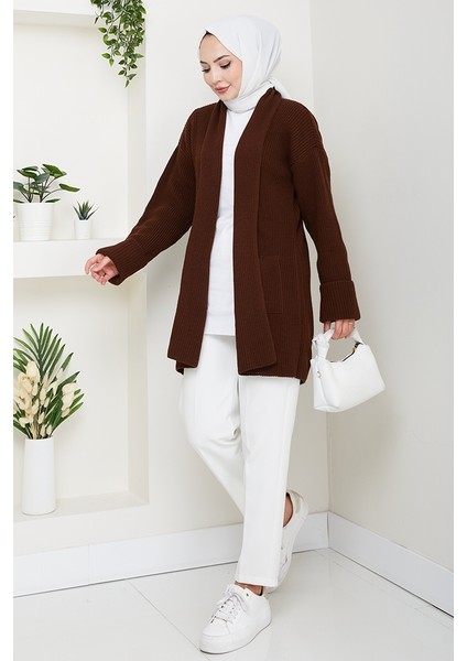 Enfil Şal Yaka Triko Hırka 1598 - Acı Kahve fırsatları
