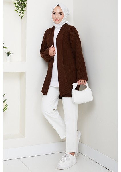 Enfil Şal Yaka Triko Hırka 1598 - Acı Kahve indirimleri