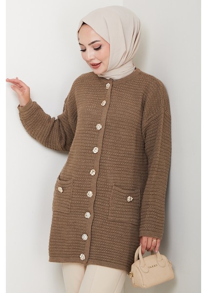 Lezgi Düğmeli Triko Hırka 1599 - Açık Kahve modelleri