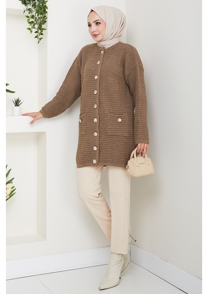Lezgi Düğmeli Triko Hırka 1599 - Açık Kahve fırsatları
