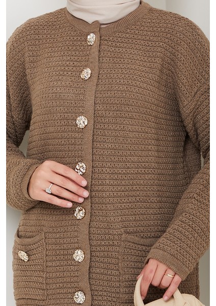 Lezgi Düğmeli Triko Hırka 1599 - Açık Kahve indirimleri
