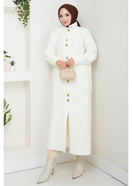 Reha Düğmeli Triko Hırka 1603 - Beyaz