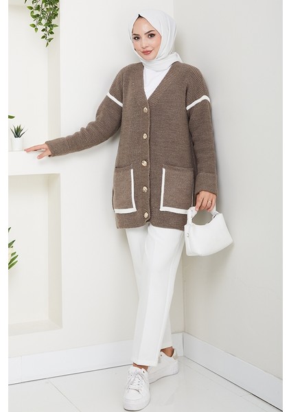 Ilge Düğmeli Triko Hırka 1597 - Açık Kahve fiyatları