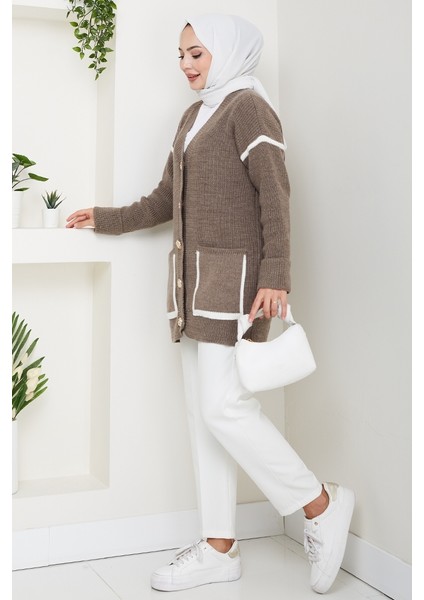 Ilge Düğmeli Triko Hırka 1597 - Açık Kahve fırsatları