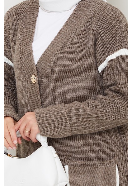 Ilge Düğmeli Triko Hırka 1597 - Açık Kahve indirimleri