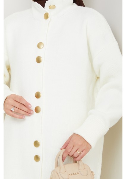 Reha Düğmeli Triko Hırka 1603 - Beyaz indirimleri