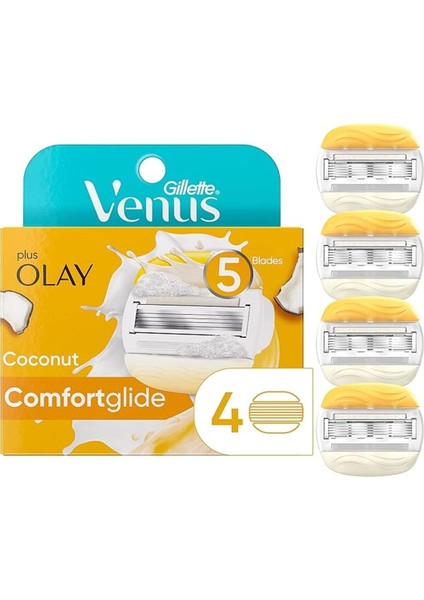 Venus Comfortglide Coconut Scent Plus Olay Kadın Tıraş Bıçağı Yedekleri, 4 Adet