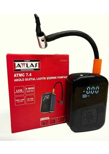 Attlas Atmc 7.4 Akülü Dijital Lastik Pompası