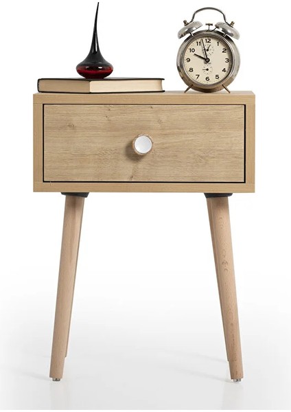 Flora Eva Çekmeceli Komodin Meşe| Beyaz fiyatları