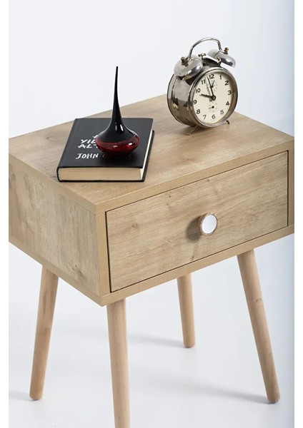 Flora Eva Çekmeceli Komodin Meşe| Beyaz modelleri