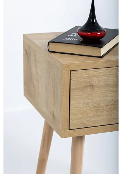 Flora Eva Çekmeceli Komodin Meşe| Beyaz fırsatları