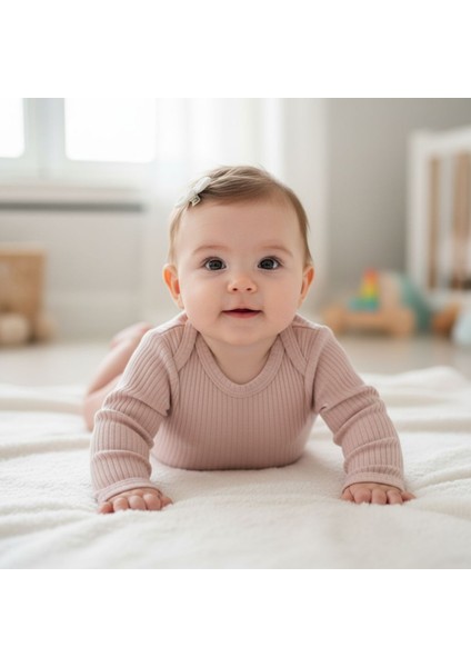 Premium %100 Pamuk Çıt Çıtlı Uzun Kollu Bebek Body Bebek Zıbın Bebek Atlet