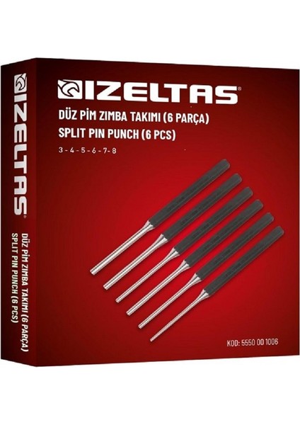 Izeltaş 5550001006 Düz Pin Zımba Takımı 6 Parça