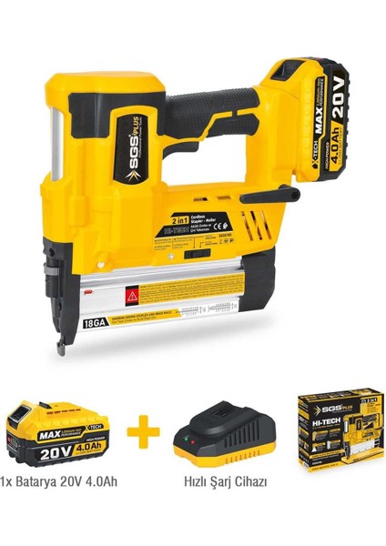 Sgs 5165 Akülü Zımba ve Çivi Çakma Tabanca Makinası 20 Volt