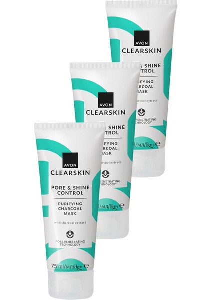 Clearskin Pore Shine Kömür Maske Üçlü Set 75 ml modelleri