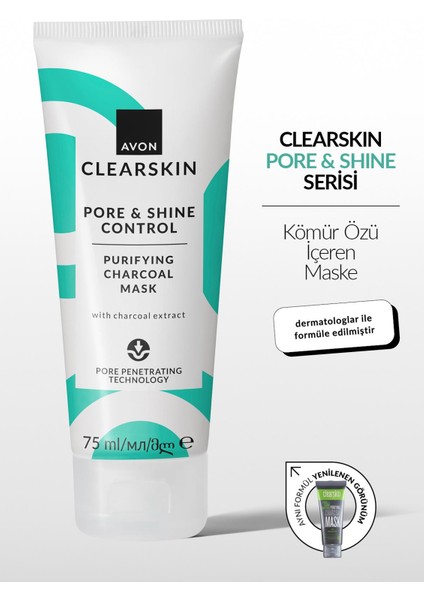 Clearskin Pore Shine Kömür Maske 75 Ml. Ikili Set fırsatları