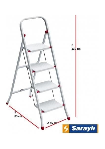 Saraylı Pratik Metal Merdiven Beyaz 4 Basamaklı fiyatları