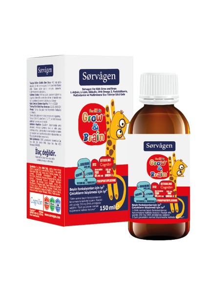 Grow&brain L-Arjinin, Sitikolin, Fosfatidilserin, Dha Omega 3, B12, L- Lizin, Multi Vitamin&mineral Sıvı 150 ml