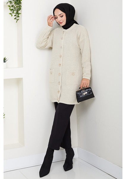 Lezgi Düğmeli Triko Hırka 1599 - Bej fiyatları