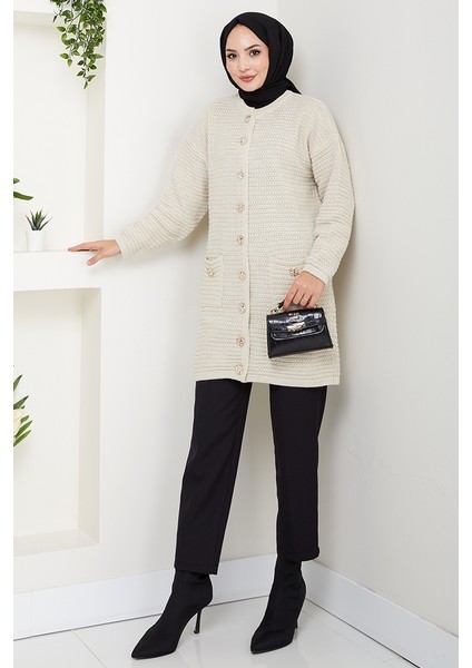 Lezgi Düğmeli Triko Hırka 1599 - Bej fırsatları