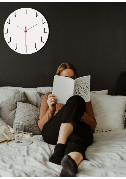 Iskandinav Duvar Saati - Sessiz Çalışan - Modern Ev Dekoru Minimalist Mutfak-Yatak-Oturma Odası ( Kırılmaz)