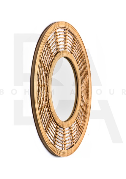 Yuvarlak Dairesel Akış Formlu Bambu Rattan Ayna fiyatları