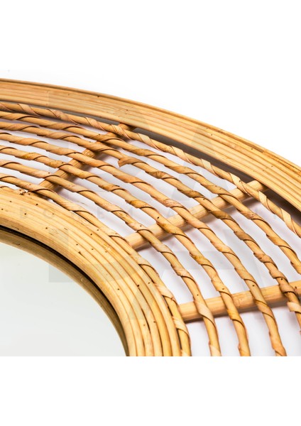 Yuvarlak Dairesel Akış Formlu Bambu Rattan Ayna modelleri